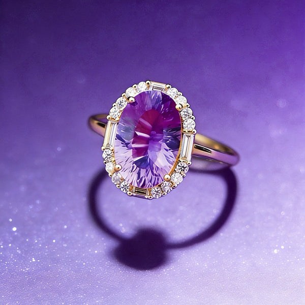 Aosharma Eternal Calm: Healing Amethyst Halo Ring