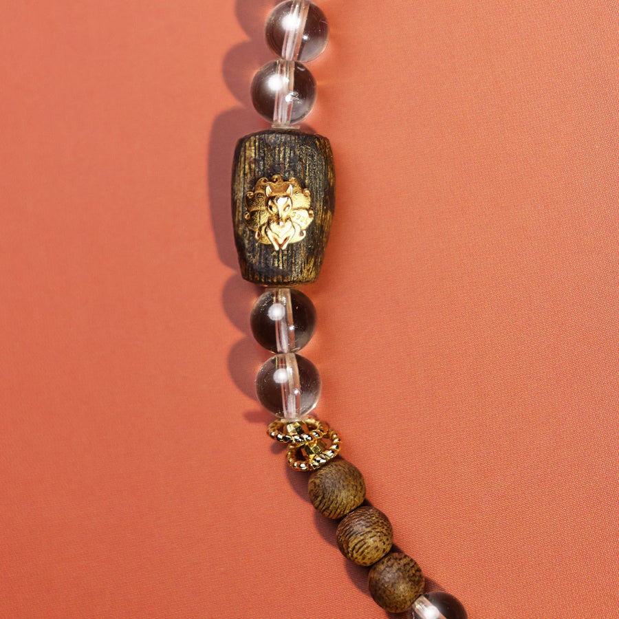 Natural Agarwood & Clear Crystal Beaded Bracelet