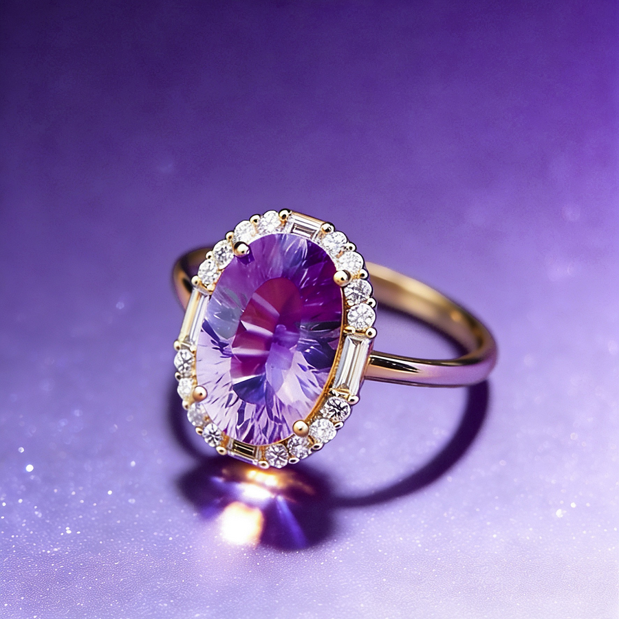 Aosharma Eternal Calm: Healing Amethyst Halo Ring